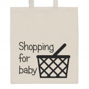 Bavlnená nákupná taška prírodná New Baby, Shopping for babay/bielo-čierna